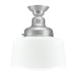 m Semi-Flush, 975-Galvanized, Opaque Glass, No Stripe
