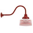 Drum Gooseneck, 400-Barn Red, Clear Glass, Seven Painted Band, 400-Barn Red, G22 Gooseneck Arm, 400-Barn Red, Shown with G40 Half-Chrome Bulb