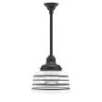 Drum Stem Mount, 805-Charcoal Granite, Clear Glass, Four Painted Band, Shown with G40 Half-Chrome Bulb