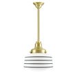 Drum Stem Mount, 997-Natural Raw Brass, Opaque Glass, Four Painted Band, 100-Black, Mounting in 997-Natural Raw Brass