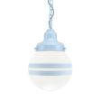 Round Chain Hung, 715-Delphite Blue, Opaque Glass, Two Painted Band, 715-Delphite Blue, Mounting in 715-Delphite Blue, CSUW-Blue & White Cloth Cord