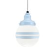 Round Schoolhouse Pendant, 715-Delphite Blue, Opaque Glass, Two Painted Band, 715-Delphite, CMG-Grey Cloth Cord