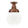 Round Semi-Flush, 996-Natural Weathered Copper, Opaque Glass, No Painted Band