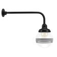 Round Gooseneck, 100-Black, Clear Glass, Four Painted Band, 100-Black, G8 Gooseneck Arm, 100-Black, Shown with G30 Bulb