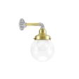 Round Gooseneck, 997-Natural Raw Brass, Clear Glass, No Painted Band, G4 Gooseneck Arm, 997-Natural Raw Brass, Shown with G40 Bulb
