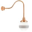 Round Gooseneck, 995-Natural Raw Copper, Opaque Glass, Four Painted Band, 601-Chocolate, G24 Gooseneck Arm, 995-Natural Raw Copper, Decorative Backing Plate & Hex Cover
