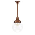 Round Stem Mount, 996-Natural Weathered Copper, Clear Globe, No Painted Band, Mounting in 996-Natural Weathered Bulb, Shown with G30 Bulb