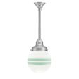 Round Stem Mount, 975-Galvanized, Opaque Glass, Two Painted Band, 311-Jadite, Mounting in 975-Galvanized
