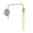 Downtown Minimalist Wooden Socket Swing Arm Sconce, 975-Galvanized, G66 Arm, Ash Wood, Shown with Totem III Tala Lamp