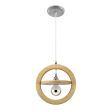 Arcadia Wooden Ring Pendant, Maple Wood, Nickel Socket, SWH-Standard White Cord, Canopy in 975-Galvanized, Shown with G25 Half-Chrome Bulb