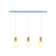 Downtown Minimalist Wooden Socket 3-Light Pendant, 715-Delphite Blue, Maple Wood, SWH-Standard White Cord, Shown with Porcelain II Tala Lamps