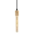 Downtown Minimalist Wooden Socket Pendant, Ash Wood, CSB-Black Cotton Cord, Shown with T10 LED Edison Bulb