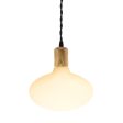 Downtown Minimalist Wooden Socket Pendant, Oak Wood, TBK-Black Twist Cord, Shown with Oval Tala Lamp