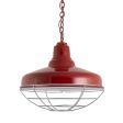 16" Union LED, 400-Barn Red, Wire Cage, 975-Galvanized, CSBW-Black & White Cloth Cord