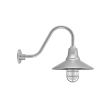 14" Aero Nautical LED, 975-Galvanized, CGG-Standard Cast Guard, FST-Frosted Glass, G15 Gooseneck Arm