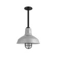 12" Dino Nautical LED, 975-Galvanized, CGG-Standard Cast Guard, 100-Black, RIB-Ribbed Glass, Mounting in 100-Black