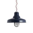 14" Union Nautical LED, 705-Navy, TGG-Heavy Duty Cast Guard, 975-Galvanized, FST-Frosted Glass, Mounting in 975-Galvanized, CRZ-Red Chevron Cord