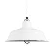 15" Bomber Nautical LED, 250-White, WGG-Wire Guard, RIB-Ribbed Glass, CSBW-Black & White Cloth Cord