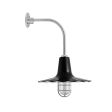 14" Seaside Nautical LED, 100-Black, CGG-Standard Cast Guard, RIB-Ribbed Glass, 975-Galvanized, G12 Gooseneck Arm