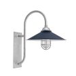 18" Syracuse, 705-Navy, CGG-Standard Cast Guard, 975-Galvanized, RIB-Ribbed Glass, G19 Gooseneck Arm, 975-Galvanized