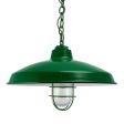 16" Marathon Nautical LED, 307-Emerald Green, WGG-Wire Guard, RIB-Ribbed Glass, CSBG-Black & Gold Cloth Cord