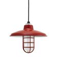 12" Marathon Nautical LED, 400-Barn Red, CGG-Standard Cast Guard, FST-Frosted Glass, CSB-Black Cloth Cord