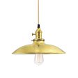 12" Sinclair Industrial Pendant, 997-Natural Raw Brass, Brass Socket with Knob Switch, CSGW-Gold & White Cloth Cord, Nostalgic Edison-Style 1910 Era 60 Watt Light Bulb