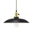 14" Sinclair Industrial Pendant, 100-Black, Black Socket with Paddle Switch, CSBG-Black & Gold Cloth Cord, Nostalgic Edison-Style 1910 Era 60 Watt Light Bulb