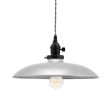 14" Sinclair Industrial Pendant, 975-Galvanized, Black Socket with Paddle Switch, TBW-Black & White Cotton Twist Cord, Nostalgic Edison-Style Victorian 40 Watt Light Bulb