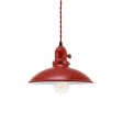 10" Sinclair Spoke Top Pendant, 400-Barn Red, Paddle Switch, TRD-Red Cotton Twist Cord, Nostalgic Edison-Style Victorian 40 Watt Light Bulb