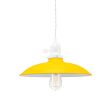 12" Sinclair Spoke Top Pendant, 500-Buttery Yellow, Cup in 200-White, Turn Key Switch, TWH-White Cotton Twist Cord, Nostalgic Edison-Style 1910 Era 60 Watt Light Bulb