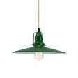 12" Conoco Spoke Top, 307-Emerald Green, Cup with Arms, CSGW-Gold & White Cloth Cord, Nostalgic Edison-Style 1910 Era 60 Watt Light Bulb