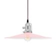 15" Conoco Spoke Top Pendant, 480-Blush Pink, Cup in 975-Galvanized, With Arms, Paddle Switch, CSBP-Black & Pink Cloth Cord, Nostalgic Edison-Style Victorian 40 Watt Light Bulb