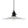 15" Conoco Spoke Top, 800-Industrial Grey, Cup in 100-Black, With Arms, Paddle Switch, TBK-Black Cotton Twist Cord, Nostalgic Edison-Style Victorian 40 Watt Light Bulb