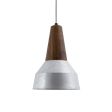 Brunson Wooden Top Pendant, 975-Galvanized, Walnut Wood, CMG-Grey Cloth Cord