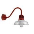 12" Scrimmage, 975-Galvanized, Heat Sink in 400-Barn Red, G15 Gooseneck Arm in 400-Barn Red, CGG-Standard Cast Guard in 200-White, SMK-Smoke Crackle Glass