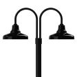 14" Union LED, 100-Black, Double Post Mount, 100-Black, Smooth Direct Burial Pole, 100-Black