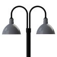 14" Wilcox LED, 850-Porcelain Graphite, Double Post Mount, 100-Black, Smooth Direct Burial Pole, 100-Black