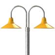 16" Aero LED, 500-Buttery Yellow, Double Post Mount, 975-Galvanized, Smooth Direct Burial Pole, 975-Galvanized