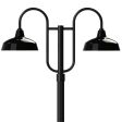 16" Avalon LED, M103-Marine Grade Black, Double Decorative Post Mount, Fluted Direct Burial Pole