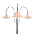 16" Aero LED, 995-Natural Raw Copper, Standard Cast Guard & Clear Crackle Glass, 975-Galvanized, 3-Light Post Mount, 975-Galvanized, Smooth Direct Burial Pole, 975-Galvanized