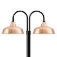16" Avalon LED, 995-Natural Raw Copper, Double Post Mount, 100-Black, Smooth Direct Burial Pole, 100-Black