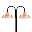 15" Bomber LED, 995-Natural Raw Copper, Double Post Mount, 100-Black, Smooth Direct Burial Pole, 100-Black
