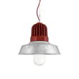 12" Scrimmage, 975-Galvanized, Heat Sink in 400-Barn Red, CSR-Red Cloth Cord, RIB-Ribbed Glass