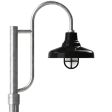 14" Union LED, 100-Black, Decorative Single Post Mount, 975-Galvanized, Fluted Direct Burial Pole, 975-Galvanized, TGG-Heavy Duty Cast Guard, 975-Galvanized, FST-Frosted Glass