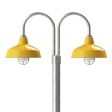 14" Avalon LED, 500-Buttery Yellow, Double Post Mount, 975-Galvanized, Smooth Direct Burial Pole, 975-Galvanized, CGG-Standard Cast Guard, 975-Galvanized