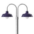 15" Bomber LED, 710-Cobalt Blue, Double Post Mount, 975-Galvanized, CGG-Standard Cast Guard, 975-Galvanized, FST-Frosted Glass