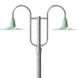 16" Seaside LED, 311-Jadite, Double Decorative Post Mount, 975-Galvanized, Fluted Direct Burial Pole, 975-Galvanized