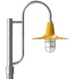 16" Seaside LED Radial Wave, 500-Buttery Yellow, Single Decorative Post Mount, 975-Galvanized, Fluted Direct Burial Pole, 975-Galvanized, CGG-Standard Cast Guard, 975-Galvanized, FST-Frosted Glass