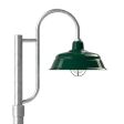 17" Bomber LED, 300-Dark Green, Single Decorative Post Mount Optio, 975-Galvanized, Smooth Direct Burial Pole, 975-Galvanized, WGG-Wire Guard, 975-Galvanized, CCR-Clear Crackle Glass